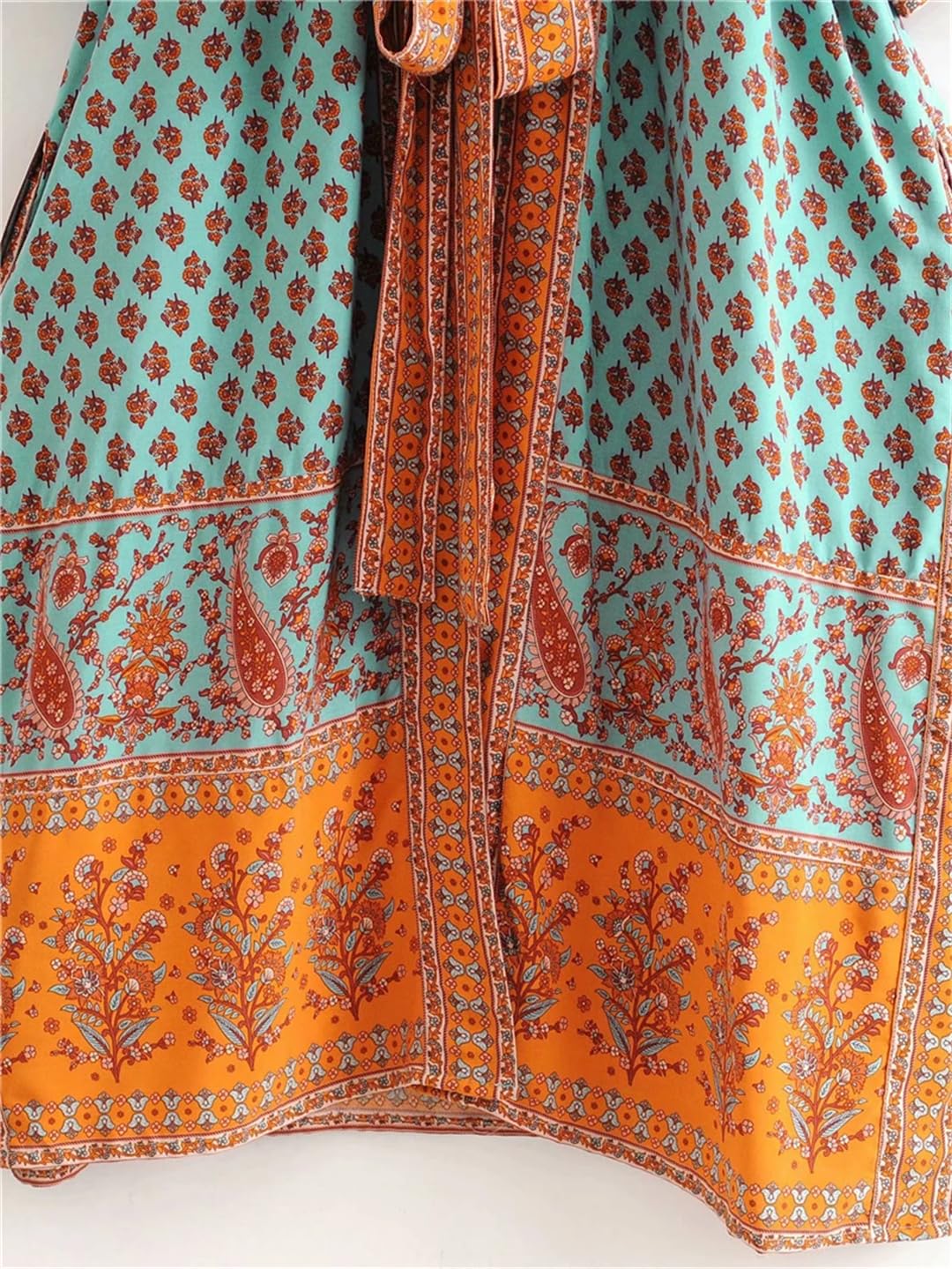 Disimlarl Kimono estampado para mujer, estilo bohemio, cuello en V, mangas murciélago, bata larga para playa, salida de baño