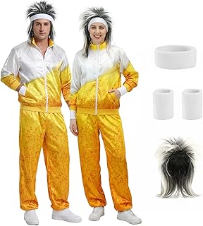 Funnlot 80er Jahre Outfit Herren Damen - 6Pcs 80er Trainingsanzug Erwachsene Bier Paar Partner Kostüm Gruppenkostüm für Fasching Karneval