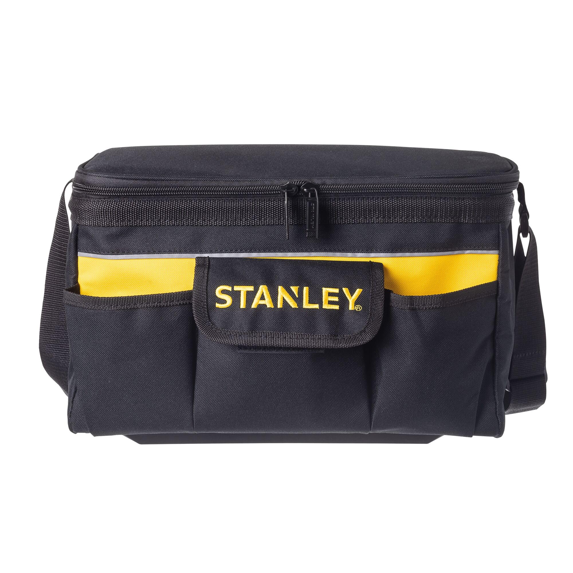 STANLEY STST1-73615 14" Polyester Tool Bag with Sleeve and Multiple Pockets for Easy & Convenient Storage, 1 Year Warranty, Yellow & Black