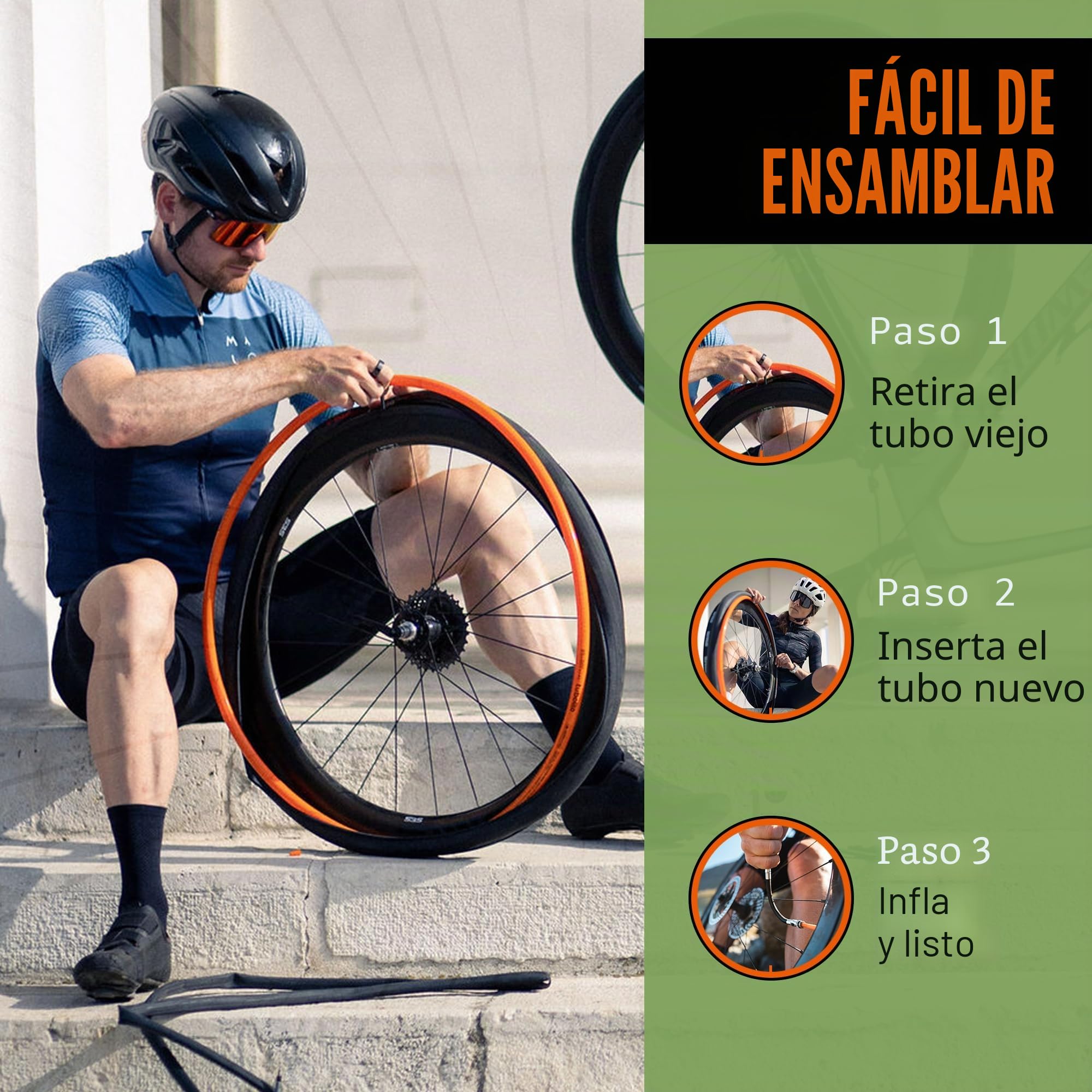 Tubolito CX/Gravel 700C x 32-50 mm, válvula Presta de 42 mm/60 mm, Ligera, Fuerte y compacta, compatibilidad con Llantas y Frenos de Disco