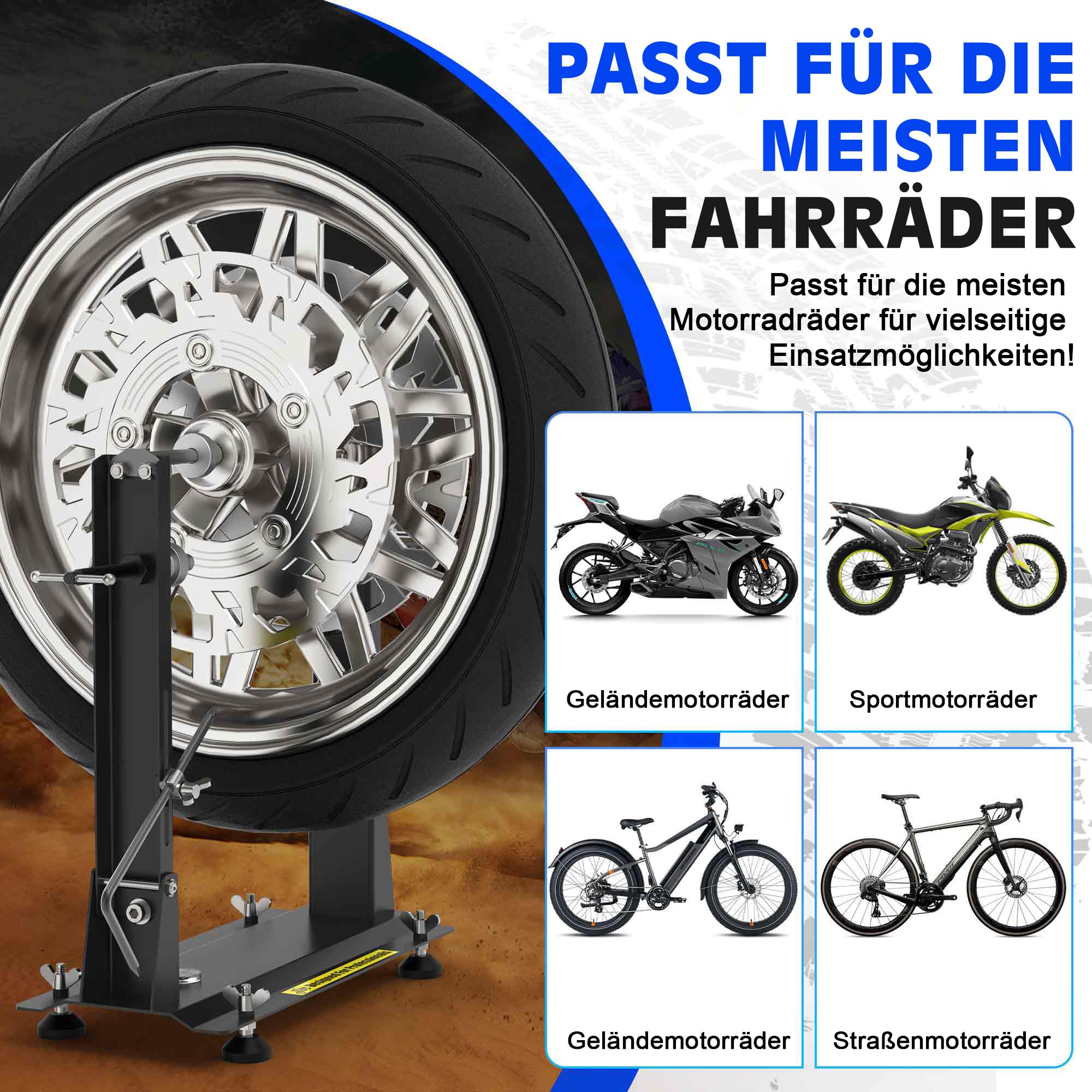 Klappbarer Motorrad-Radauswuchtständer statisch/dynamisch