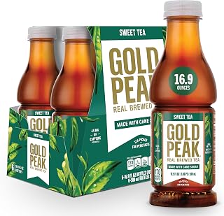 Gold Peak Real Brewed Sweet Tea 6-Pack, 16.9oz Bottles - Authentic Black Tea with Cane Sugar, Homemade Fresh Flavor