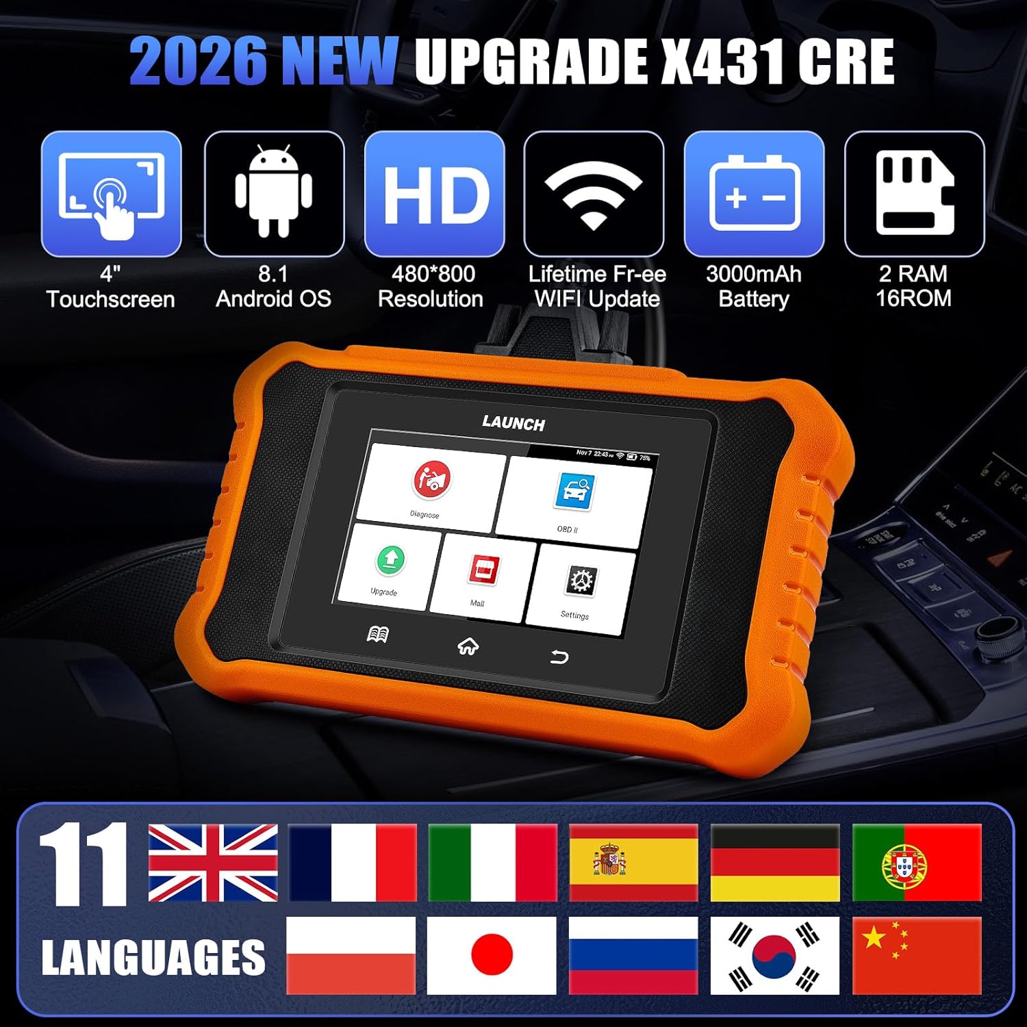 2026 LAUNCH Creader Elite V2.0 fit for Kia and Hyundai Bi-Directional Scan Tool, All Reset Functions, Full System Diagnostic Scanner, Full OBD2 Code Reader, ECU Code, AUTO VIN, Lifetime Free Update