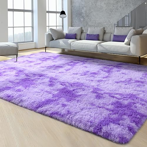 Vista 113 de FlyDOIT Alfombras de área grande para sala de estar, alfombra peluda marfil de 4x6 pies, alfombras mullidas de felpa ultra suave, alfombras peludas