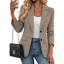 Mina Self Blazer f r Damen 2026 aus Fischgr t-Tweed f r Herbst und Winter offen vollst ndig gef ttert l ssiger Business- und B ro-Blazer mit Taschen