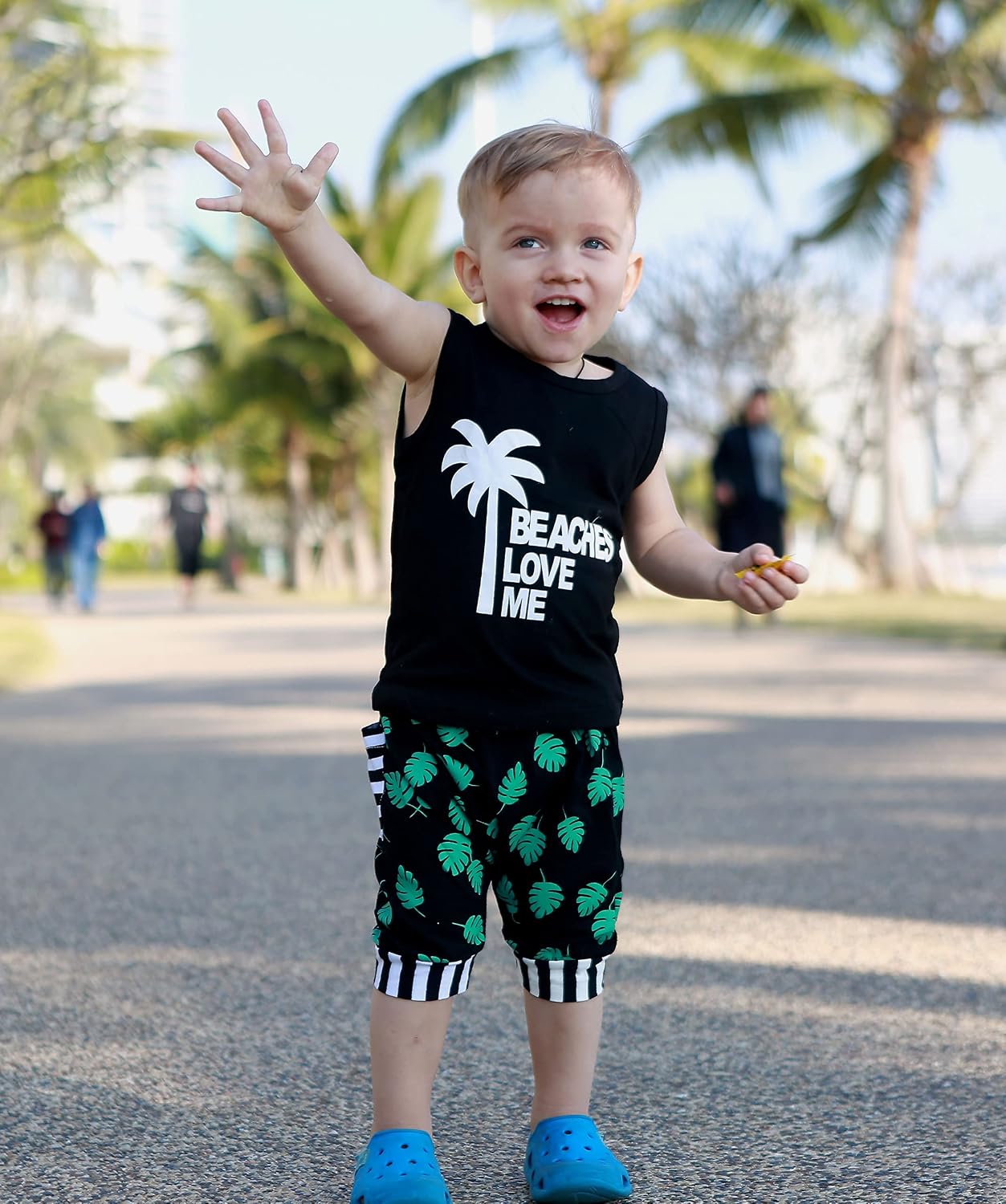 YOUNGER TREE Toddler Baby boy summer clothes Beaches Love Me Sleeveless Vest Tops+Shorts Kid Casual outfits