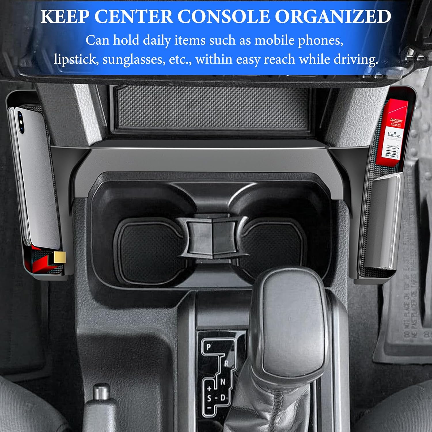 2PCS Center Console Organizer Storage Box for Toyota Tacoma 2023 2022 2021 2020 2019 2018 2017 2016 3rd Gen Interior Accessories Gear Shift Tray (Not for Manual Transmission)