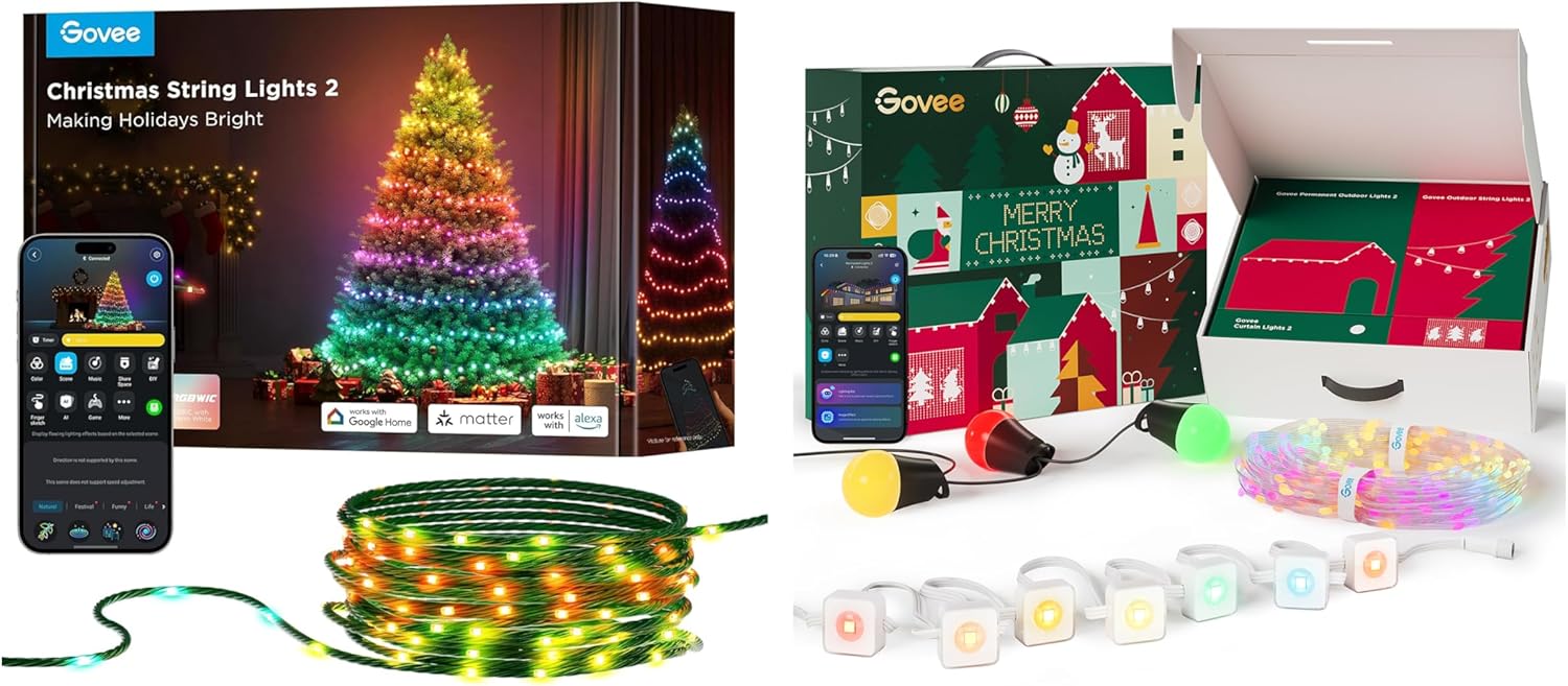 Govee Christmas Lights 2 Bundle Christmas Outdoor Lights Set, Work with
