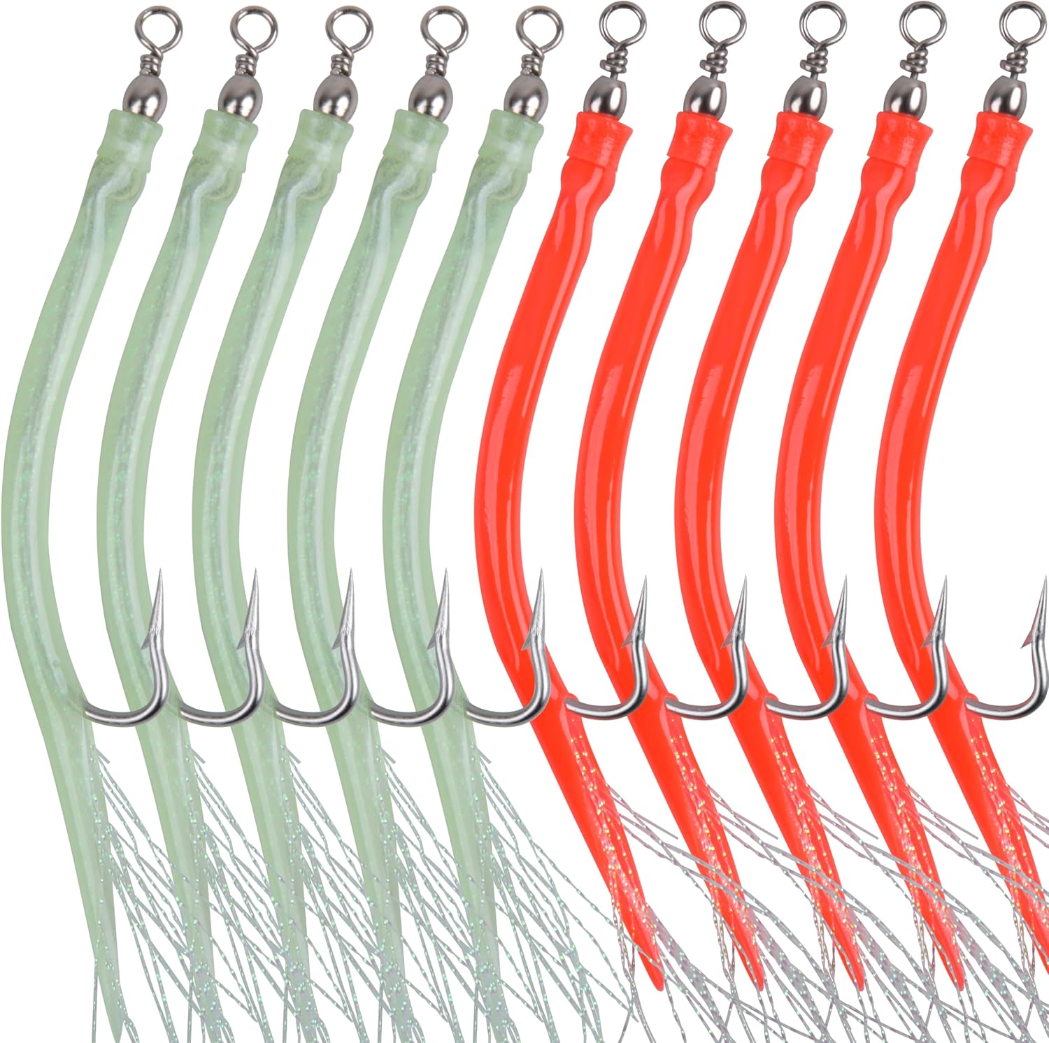 Classic Striped Bass Tube Lures Diamond jigs Tail Teaser Umbrella Rig Tube Jigs Teaser with Stainless Steel Hook Sandeel Bait for Offshore Trolling Striper Bass Bluefish Fishing