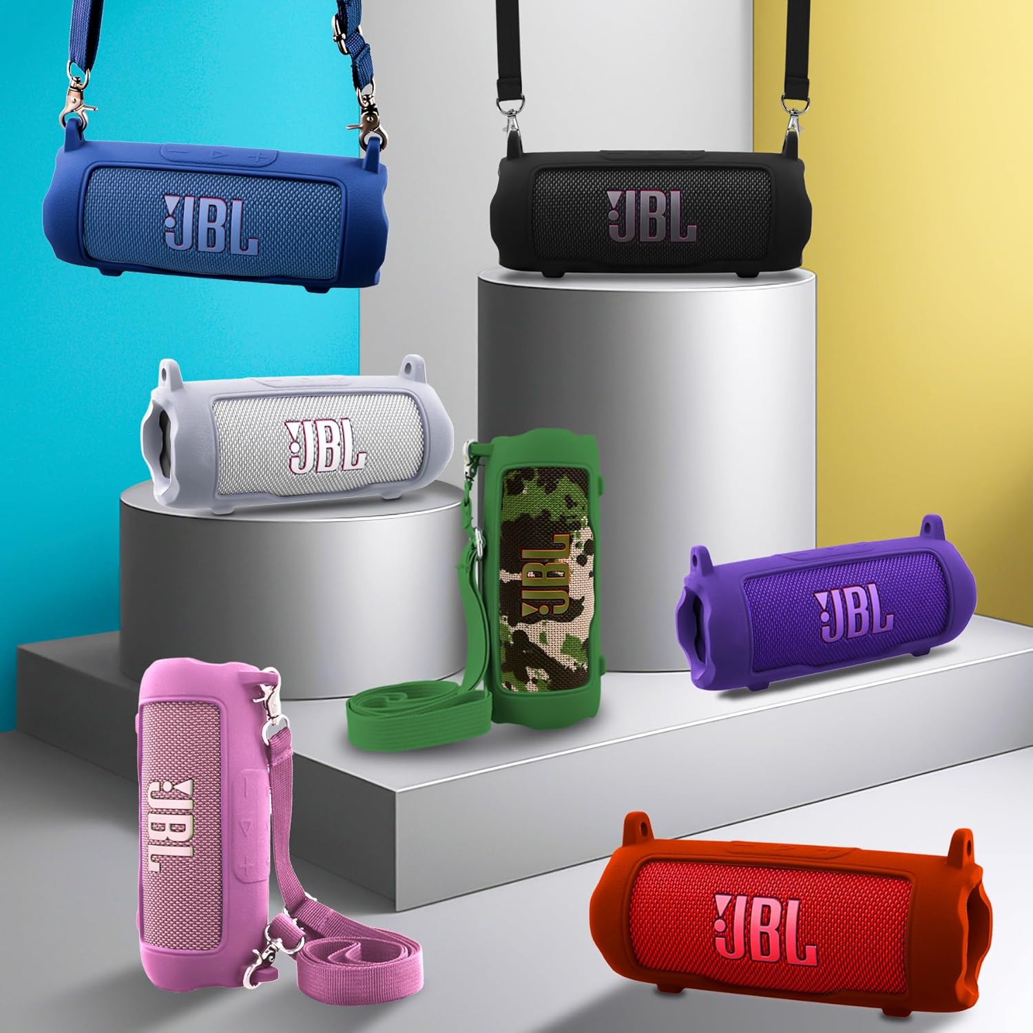 co2CREA Silicone Case for JBL Flip 7 Portable Waterproof Speaker, Portable Travel Soft Cover with Shoulder Strap, Protective Skin Case (Purple Case Only) - Image 5