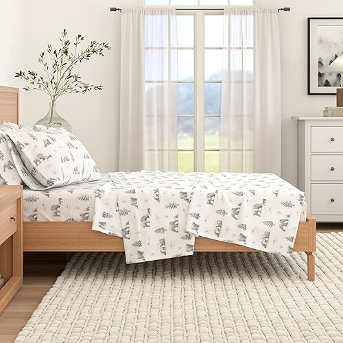 Miniatura 6 de Great Bay Home - Juego de sábanas de franela, tamaño queen, 100% algodón turco, de doble cepillado, con estampado, ultrasuaves, acogedoras, 4 piezas