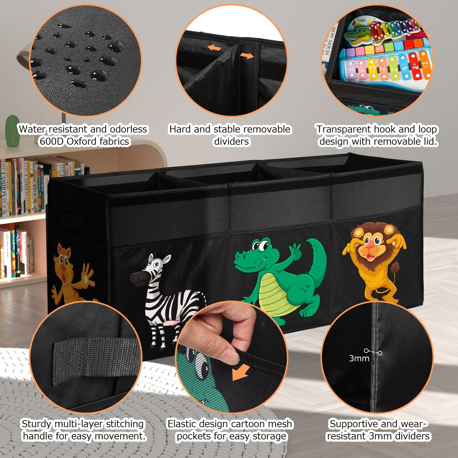 YOHOOLYO Porta Giochi Bambini Contenitori con Coperchio 123L, 94 x 41 x 32 cm Pieghevole
