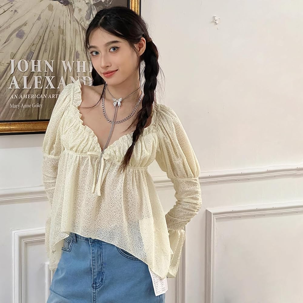 Frill lacy tops andmary