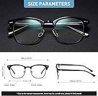 Vista 15 de Lentes Aomaste con bloqueo de luz azul, retro, con semi montura, UV400, lentes transparentes para computadora, unisex
