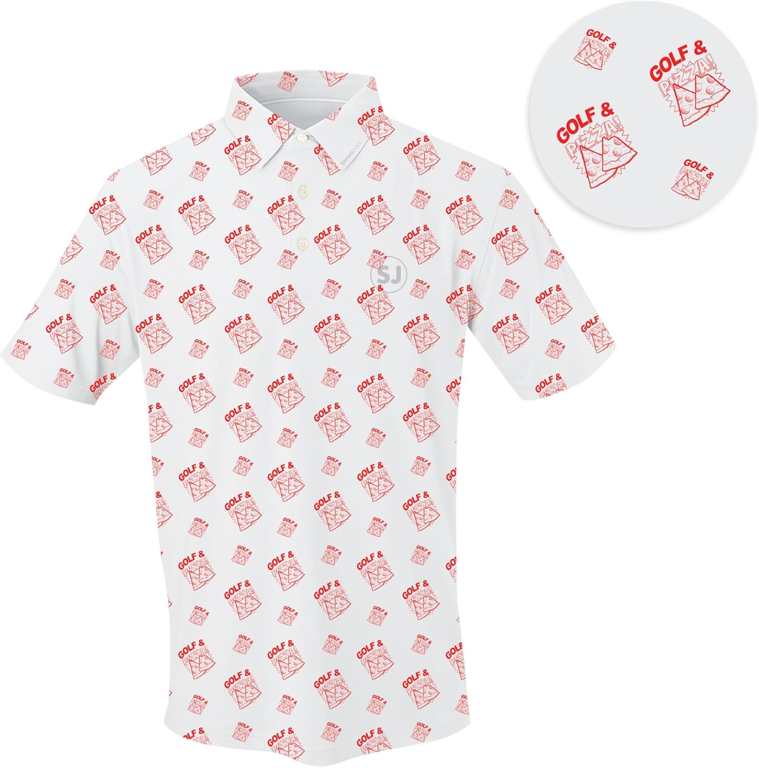 SwingJuice Golf & Pizza Men's Polo White S Clothing