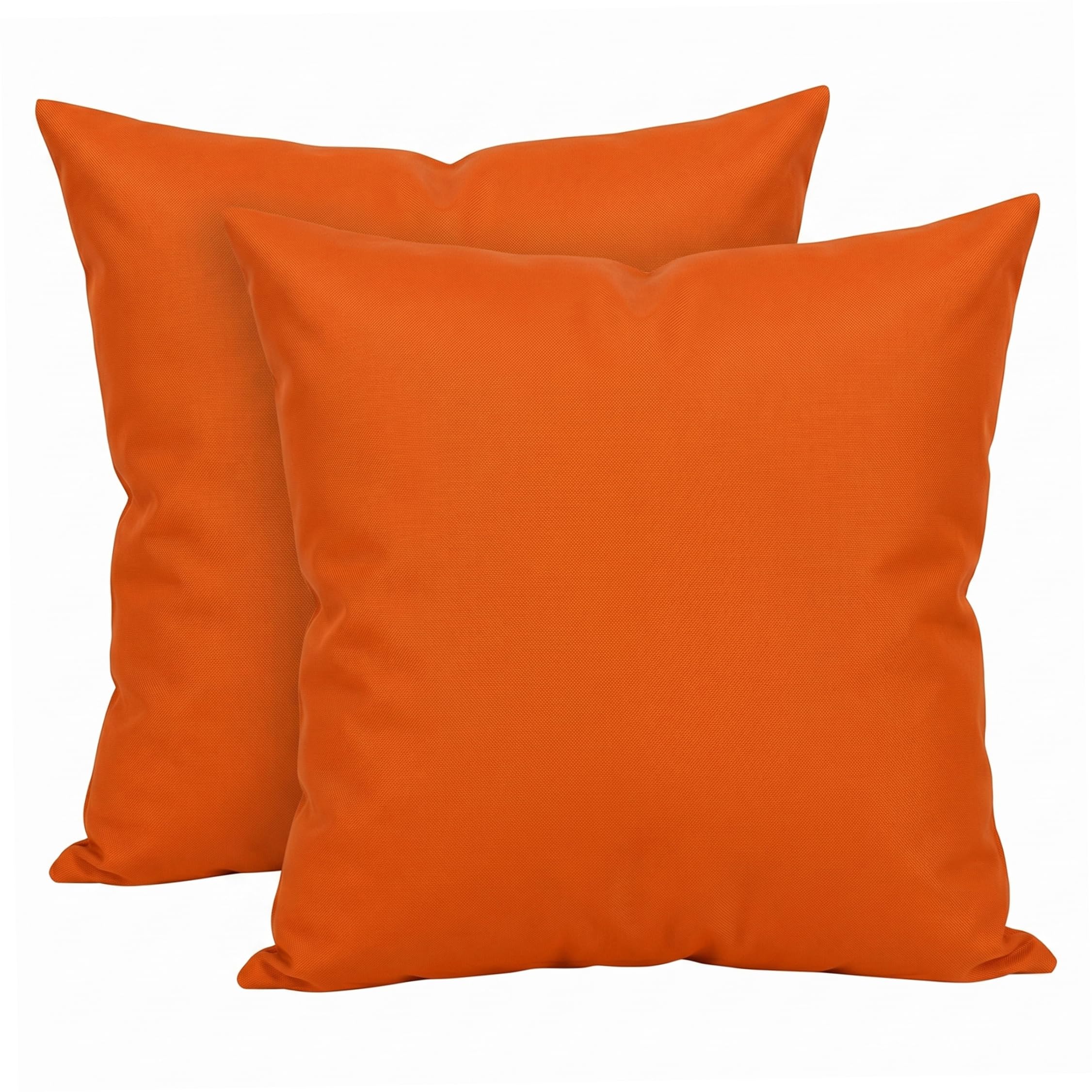 Xoeryoy 2Pcs Throw Pillow Covers, Modern Minimalist Waterproof 18x18 Inch Square Pillow Case for Outdoor, Bright Orange, No Insert