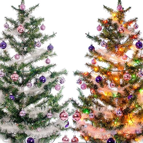 Miniatura 5 de Jishi Guirnalda de Navidad de 50 pies, guirnalda de oropel plateada para decoración de árbol de Navidad, decoración navideña no iluminada,