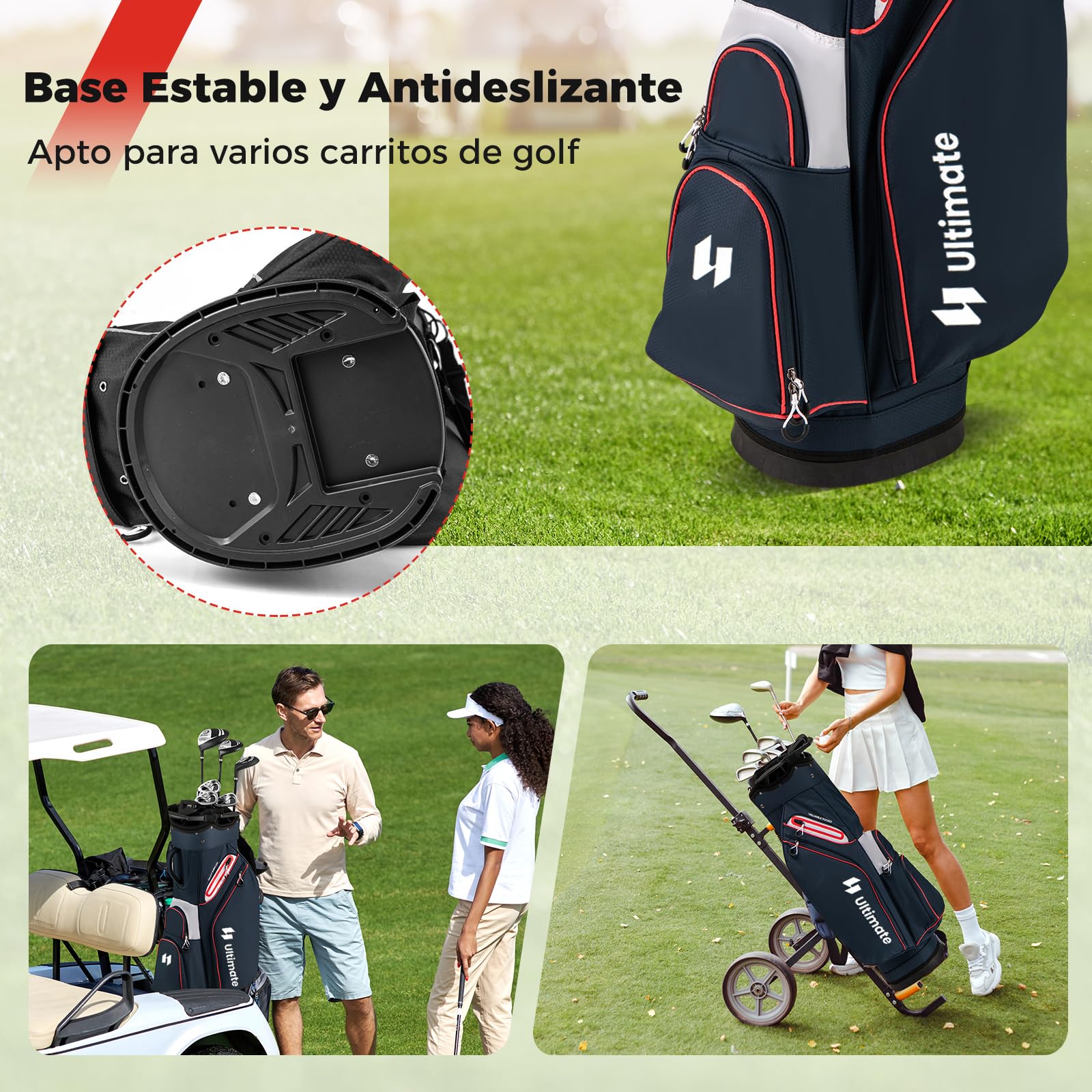 COSTWAY Bolsa Golf con 14 Divisores, Correa para el Hombro, 6 Bolsillas de Cremallera, Nevera de Bolsillo, Bolsa de Carro para Palos de Golf Hombres y Mujeres