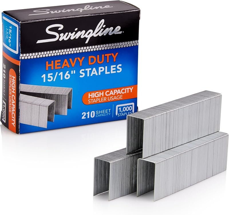 Swingline Staples, Heavy Duty, 15/16" Length, 210 Sheet Capacity, 100/Strip, 1000/Box, 1 Pack (35320)