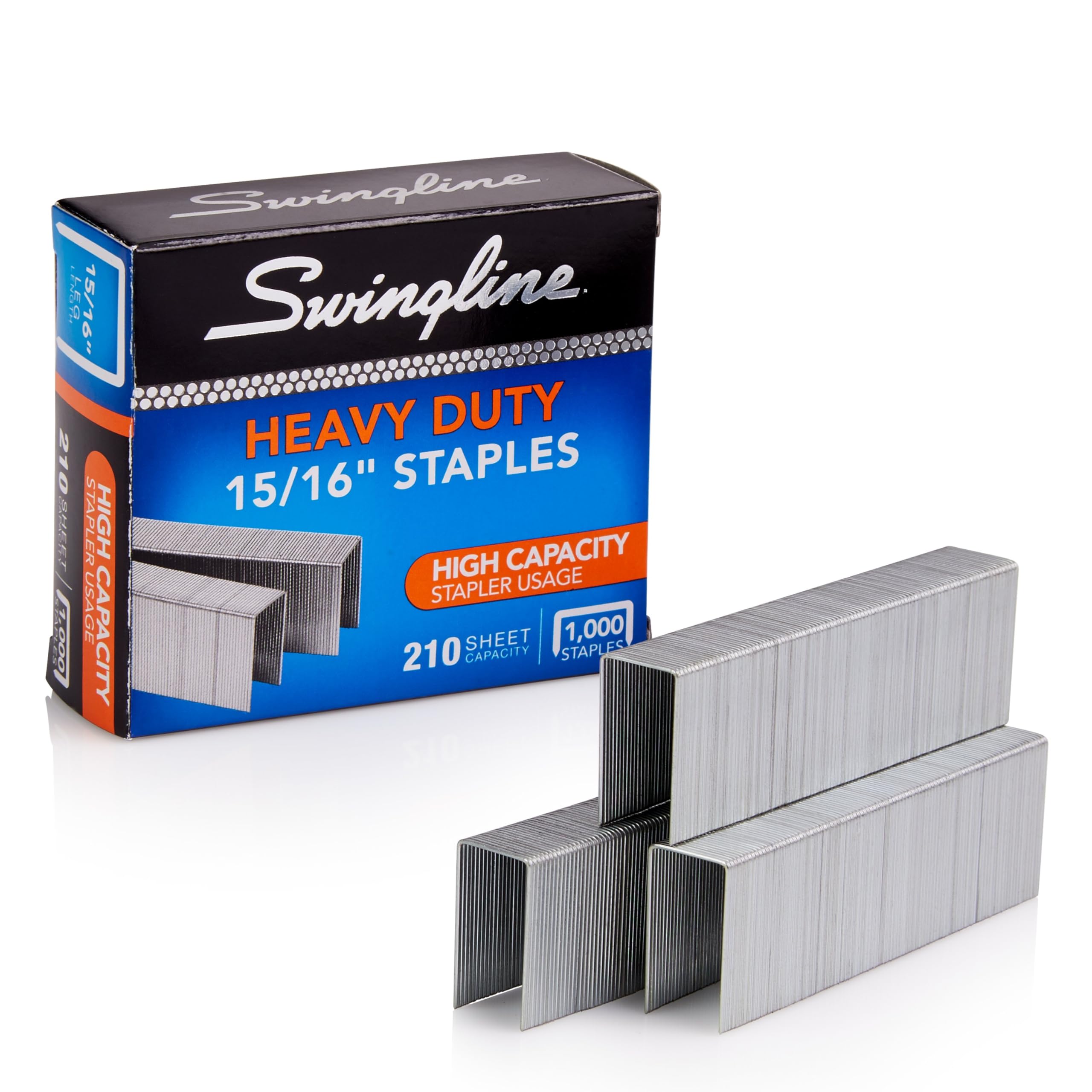 Swingline Staples, Heavy Duty, 15/16" Length, 210 Sheet Capacity, 100/Strip, 1000/Box, 1 Pack (35320)