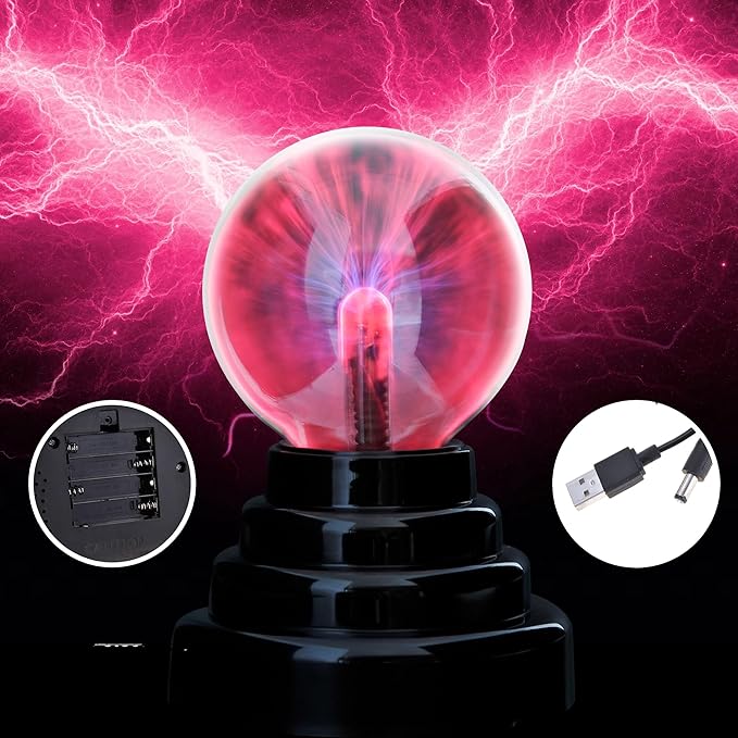 PowerTRC PowerTRC Plasma Ball, 3 inch Plasma Night Lamp, USB or Battery Powered Touch Responding Globe, Party Props, Bedroom Decoration for Kids photo 2