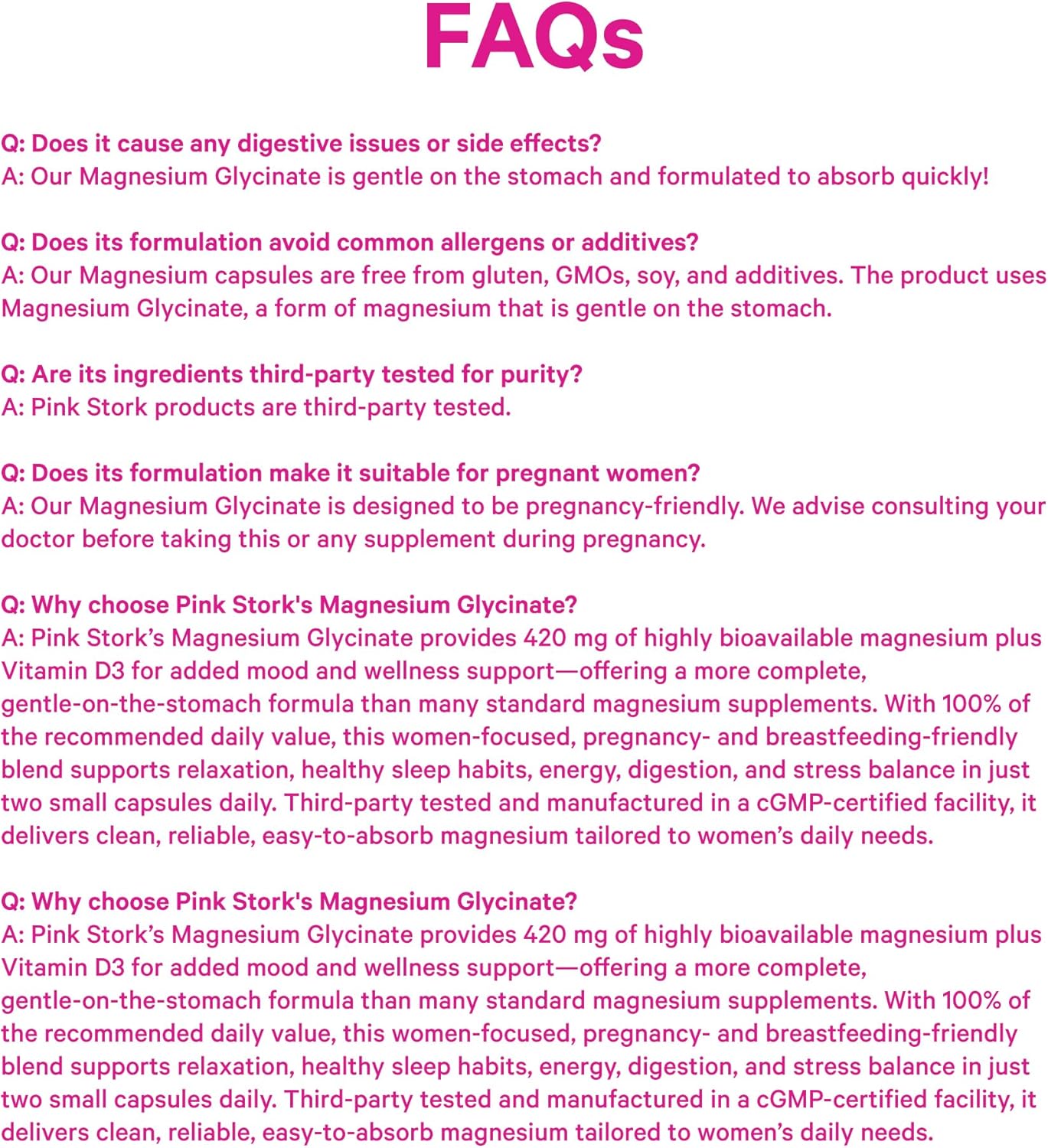 Pink Stork Magnesium Glycinate with Vitamin D - Magnesium Supplement for Women to Support Natural Calm, Mood, and Sleep - Hormone Balance for Women - 60 Capsules, 1 Month Supply - Image 9