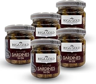 Riga Gold Smoked Sardines in Oil, 100g Jar Kosher Certified (Pack 5)