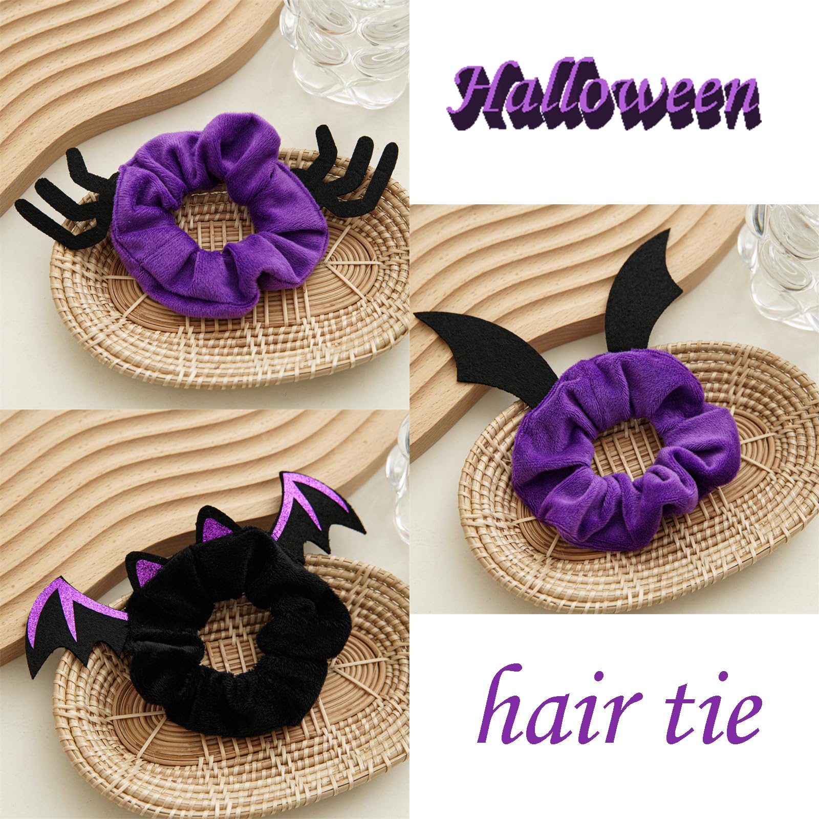 Amazon.com : Halloween Scrunchies Spider Bat Demon Black  display picture 3
