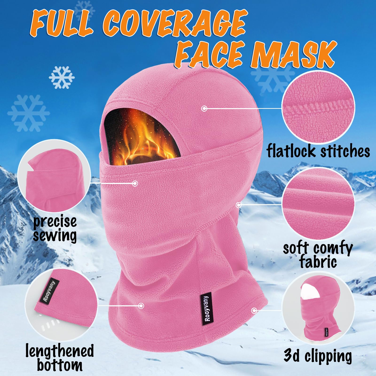 Pasamontañas de forro polar para niños y niñas, máscara facial térmica ligera y resistente al viento para actividades de invierno