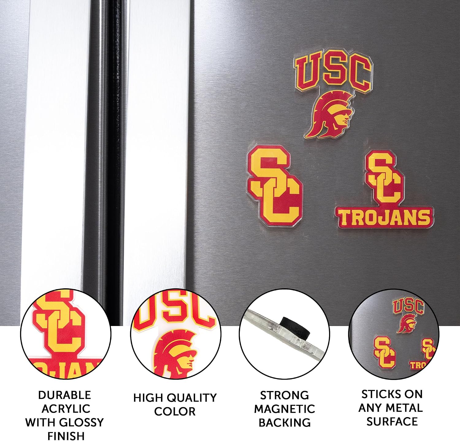 Desert Cactus University of Southern California Acrylic Magnet 3 Pack USC Trojans Decorative Design Officially Licensed (Magnet Set A)