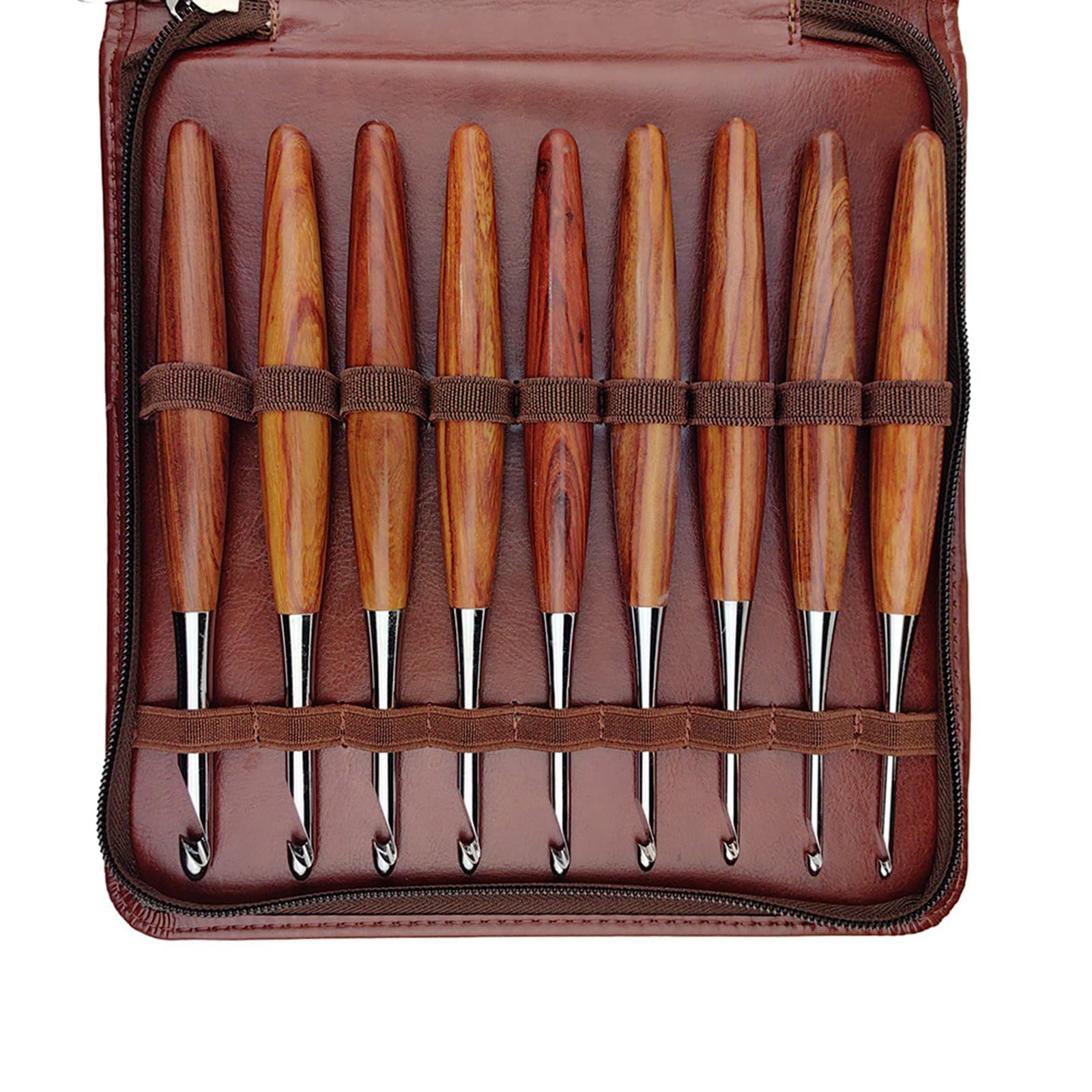 9 szt. ergonomiczny haczyk do szydełkowania drewniany uchwyt szydełko dla początkujących dorosłych dzianinowy sweter szaliki torba skarpetki 3,5 mm - 8,0 mm drewniany uchwyt szydełka igła