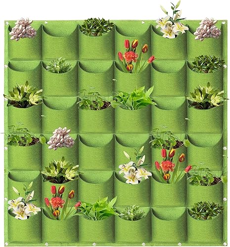 Miniatura 51 de Bolsas de cultivo colgantes para plantar, 9 bolsillos para colgar en la pared, maceta vertical montada en la pared, bolsa de cultivo