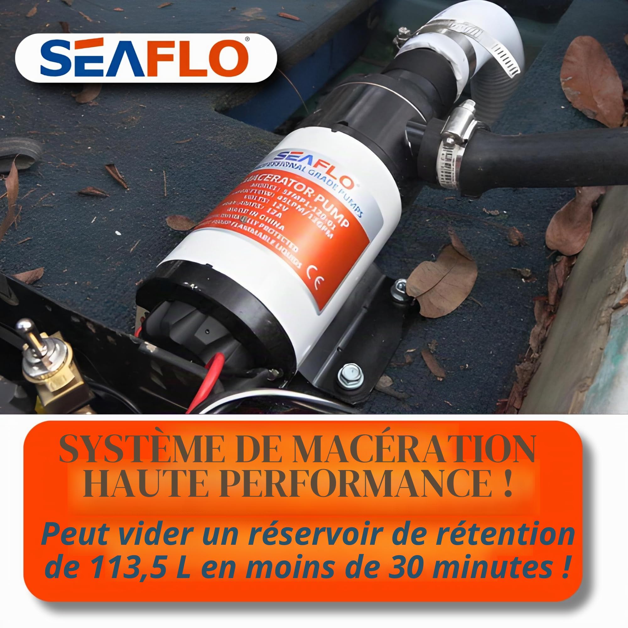 SEAFLO Nouveau système de pompe à broyeur 12 V pour RV Marine Série 01 Moteur amélioré