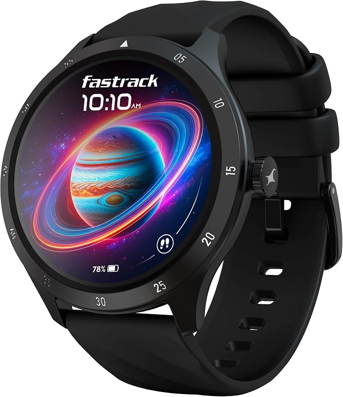Fastrack Jupitor R2 Smart Watch, 1.38” TFT Display, 240 * 240 Pixel Resolution, SingleSync BT Calling, AI Voice Assistant, 100+ Sports Modes & Smartwatch Faces,Upto 5 Day Battery, IP68 (Black)