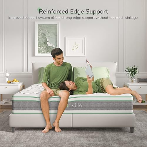 Miniatura 6 de Novilla Colchón Queen híbrido de 12 pulgadas en una caja, colchón de resortes interiores con espuma viscoelástica de gel para un sueño fresco,