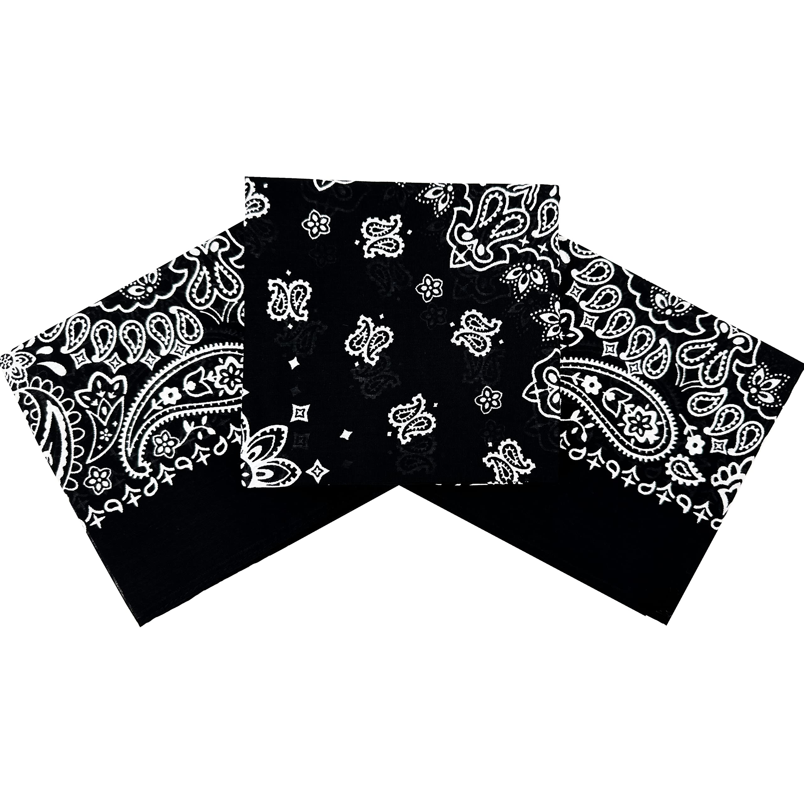 HankieWorld Bandanas for Women and Men，3 Pack Super Soft Thin 60s Preium Cotton 22 inch Handkerchiefs