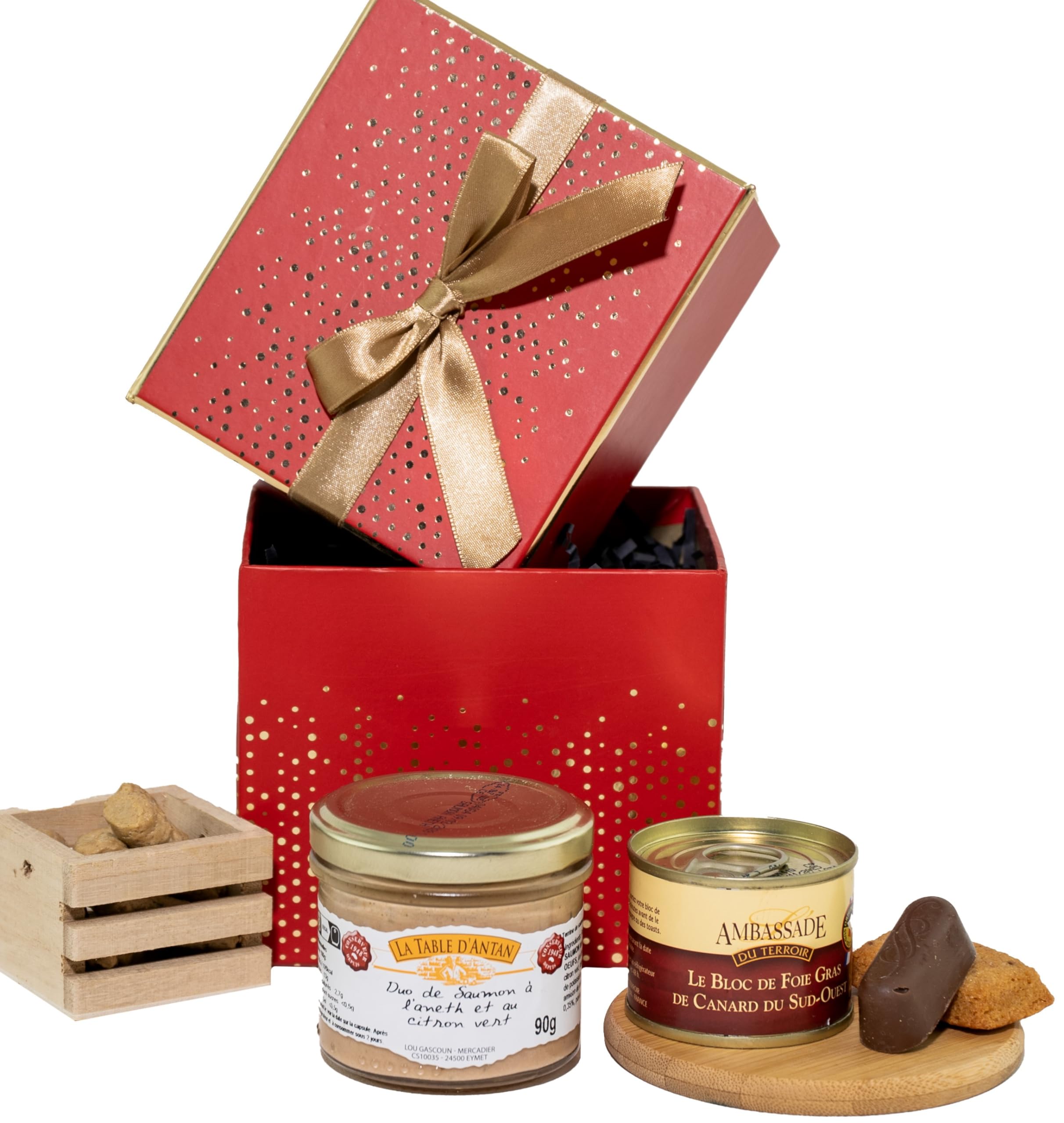COLIS GOURMANDS - Panier Garni Foie Gras - Coffret Gourmand À Offrir - Produits Français - Idéal pour Cadeau Fête de Noël - Sans Porc et Sans Alcool