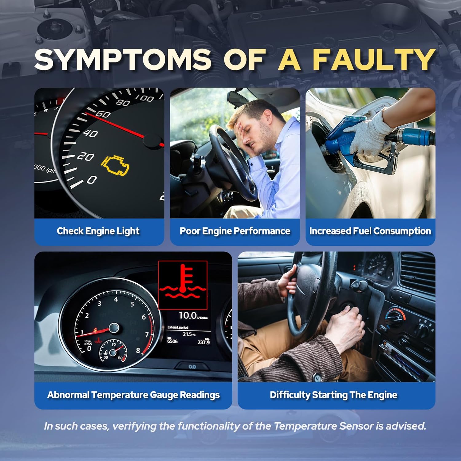 ENA Engine Coolant Temperature Sensor Compatible with Hyundai Sonata Elantra Kona 2.0L l4 2020 2021 2022 2023 2024 Replaces TX359 392202J100 39220-2J100