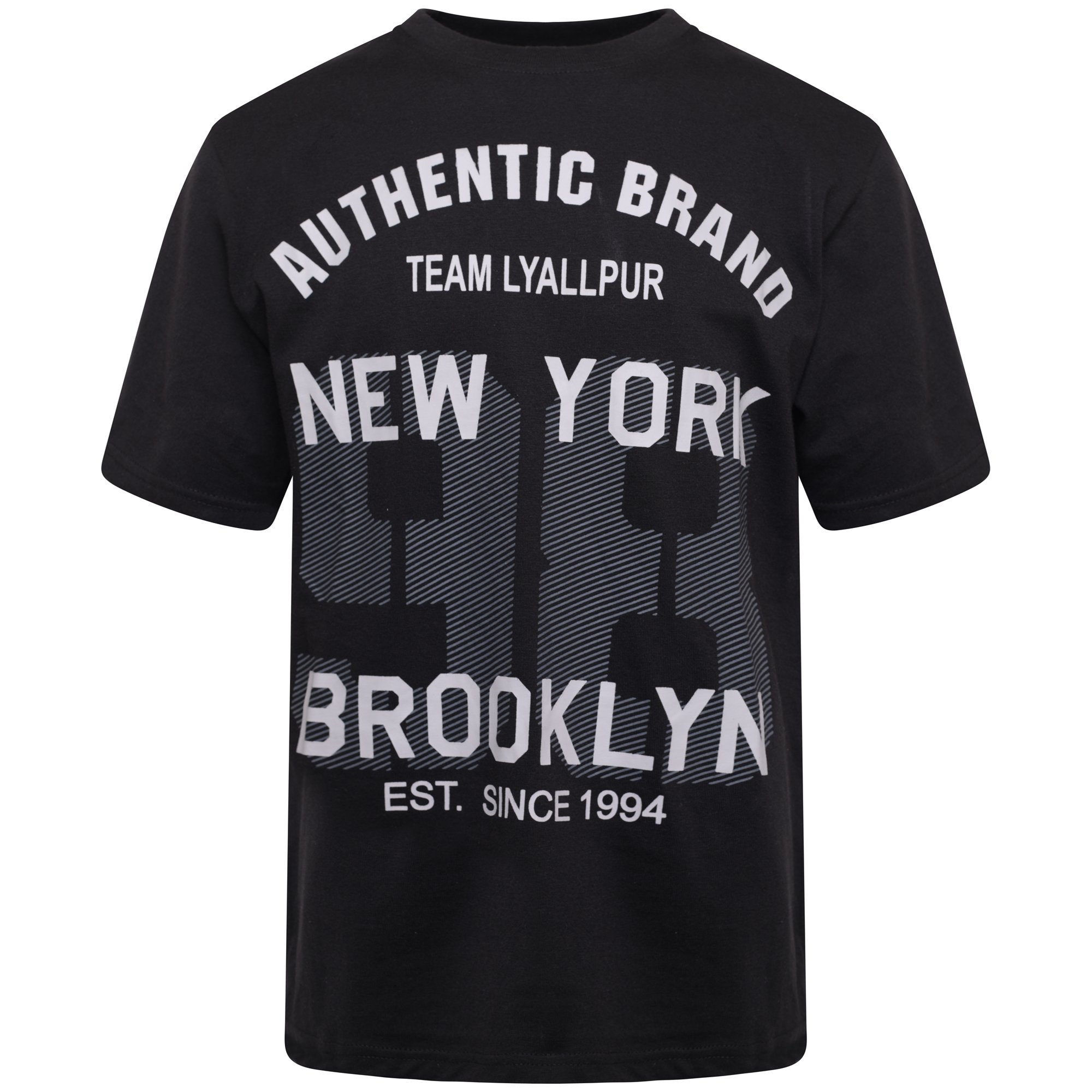 click2styleMens Round Crew Neck Black Newyork 98 Brooklyn Front Printed T Shirt 100% Cotton
