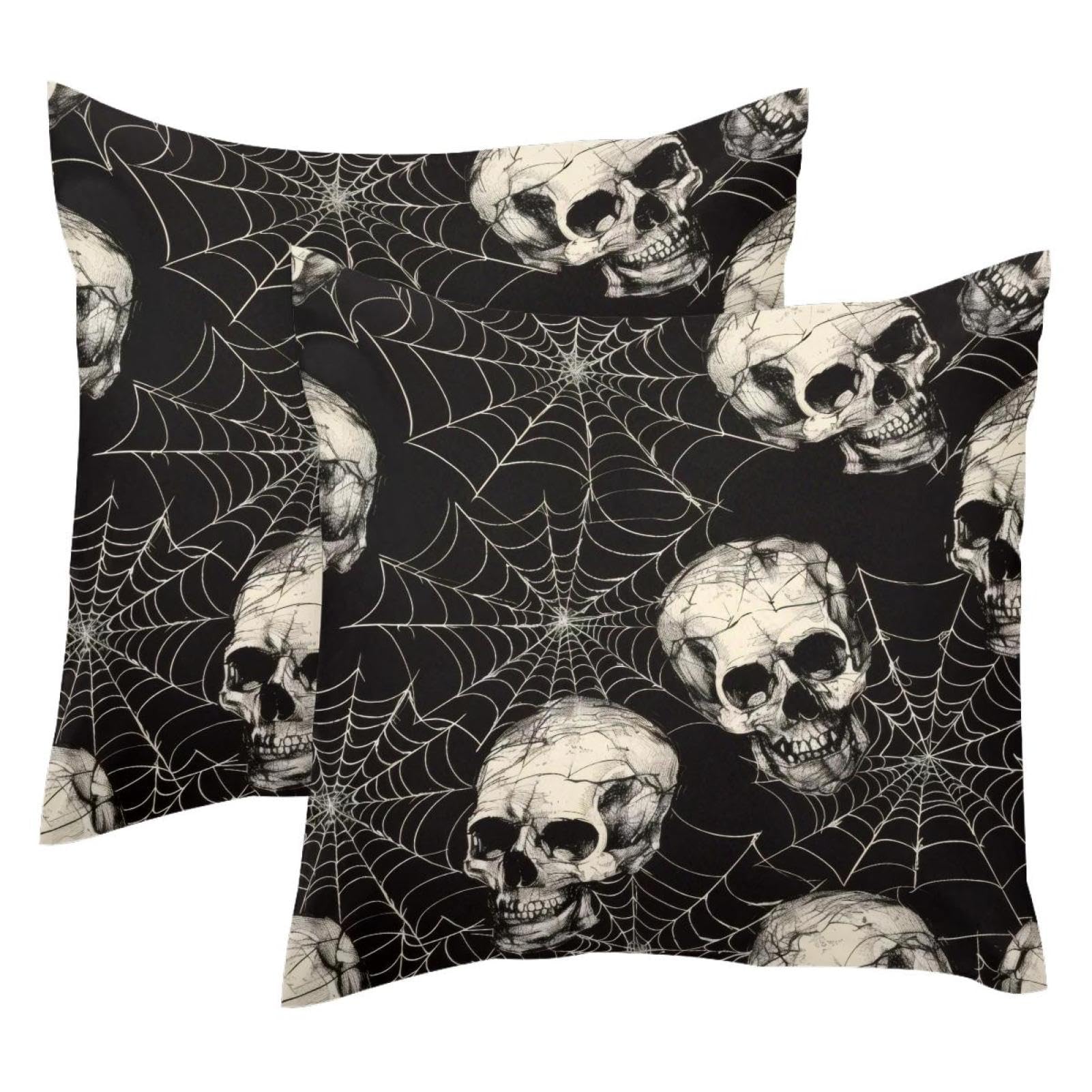 Housses de coussin velours crâne mort déco gothique chic