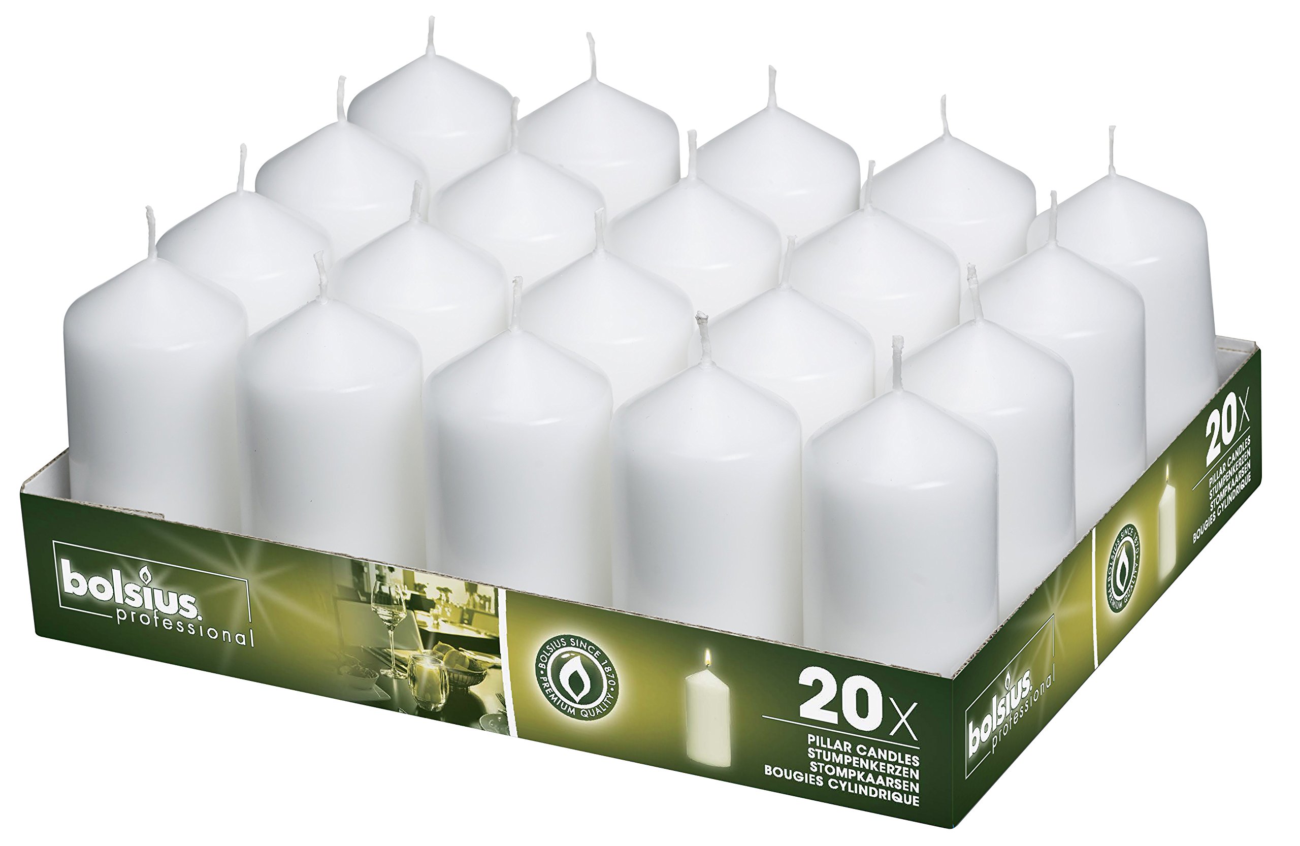 BOLSIUSBase candles for decoration, wax, white, size individual wax: H 10 cm, Ø 4.8 cm, 20 pieces