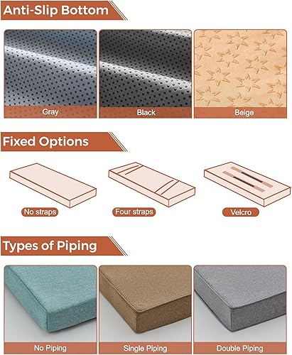 Miniatura 7 de Cojín de banco personalizado, cojines de banco para muebles de interior, cojines de ventana de bahía, cojín antideslizante para asiento de ventana