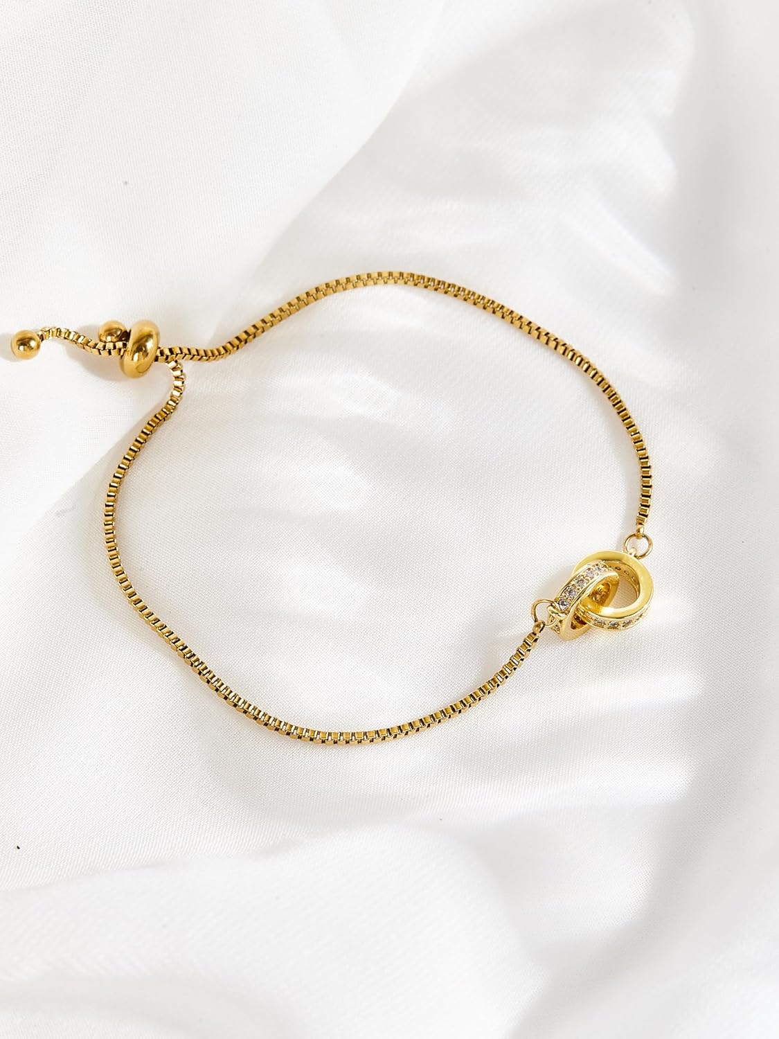 AVELI Stainless Steel Interlocking Rings Box Chain Slider Bracelet - Sleek and Modern Women's Jewelry, Hypoallergenic, Elegant Accessory for Casual or Formal Occasions, Gift for Her - Image 7