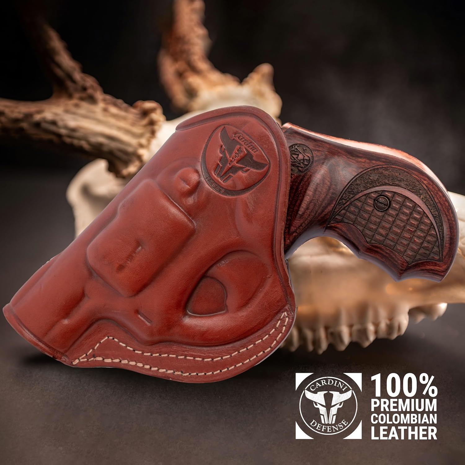 Cardini Leather Premium IWB Holster, for 5-Shot Revolvers, for S&W J Frame, for Taurus 605, 642 airweight, 38 Special Holster