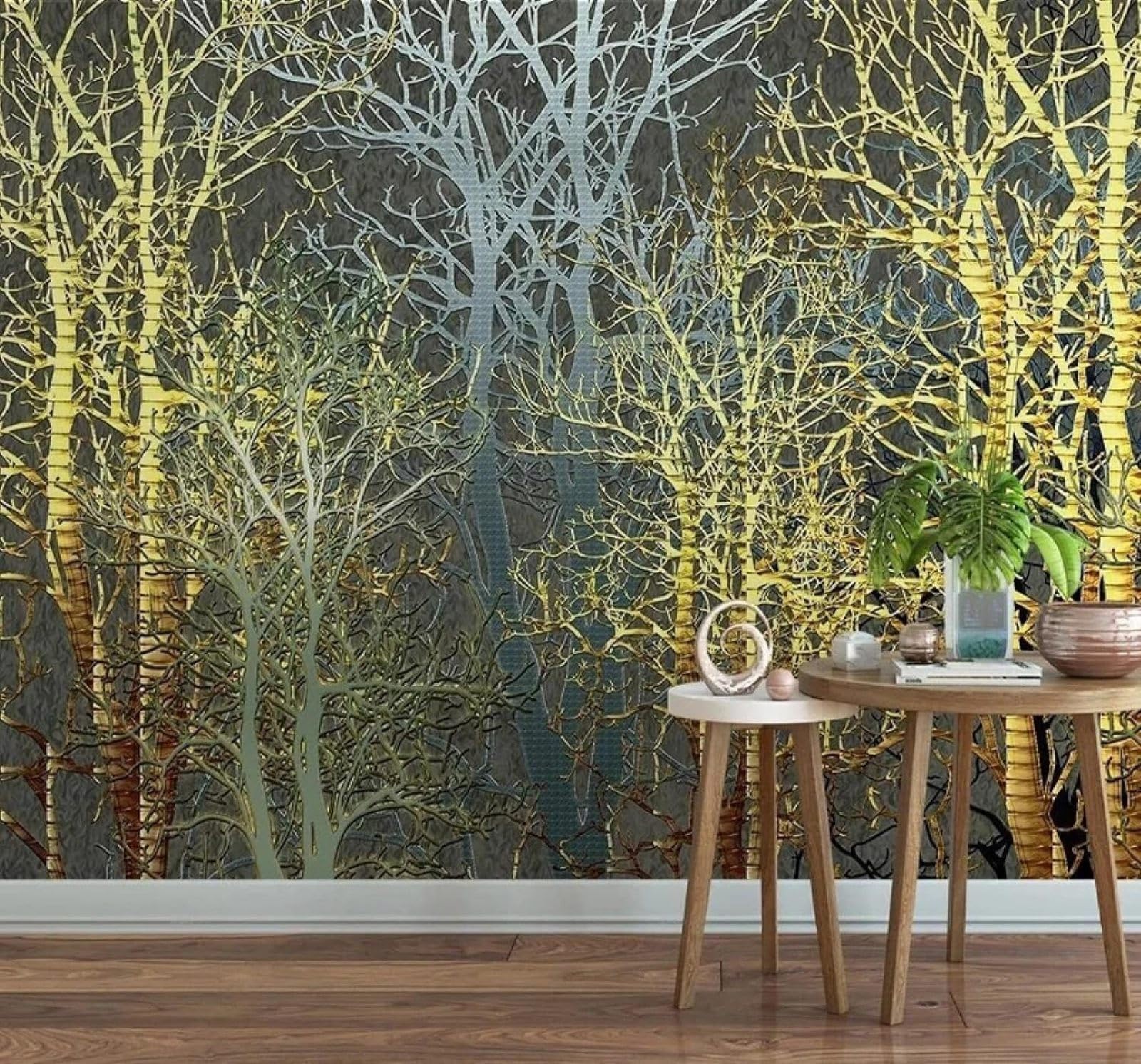 XLMING Contemporary Luxury Abstract Gold Forest Unique 3D Wallpaper Luxury Home Dining Decor Paste Sofa Living Room The Wall for Bedroom Mural-150cm×105cm