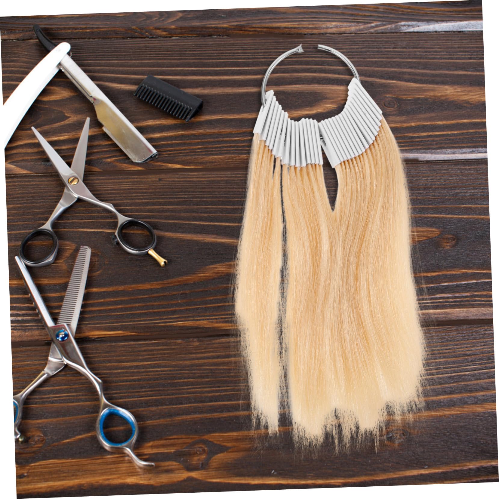 Gatuida Kit de Test de Coloration Cheveux et Fil Haute Température 30 Pièces avec Mèches Jaunes en Plastique pour Formation Coiffure Salon Professionnel