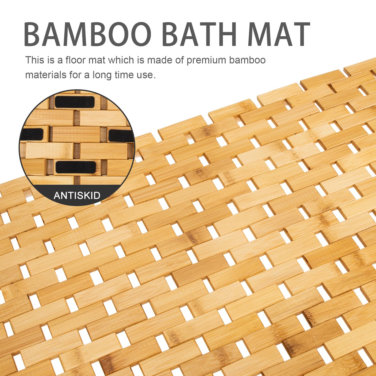 LALAFINA Fußmatte in Badezimmer für rutschfeste Zimmer Bambus Verschleißfestes Naturmaterial Braune Bambusmatte Blockförmigem Design and für Dormitorium