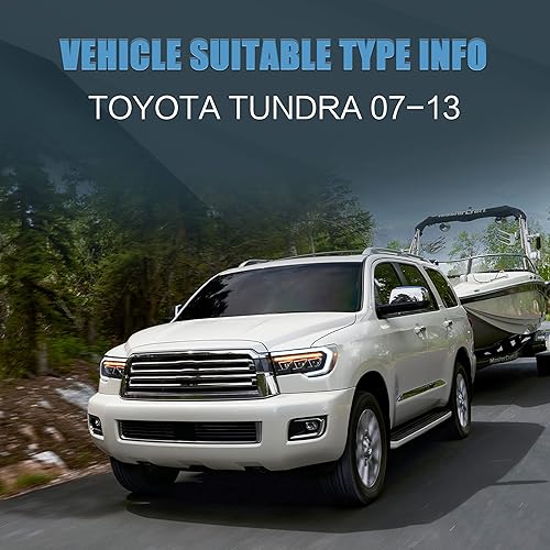 Miniatura 2 de VLAND Faros delanteros LED aptos para Toyota Tundra 2 generación (XK50) 2007-2013, Sequoia SR5 2 generación (XK60), proyector  ámbar 2008-2021
