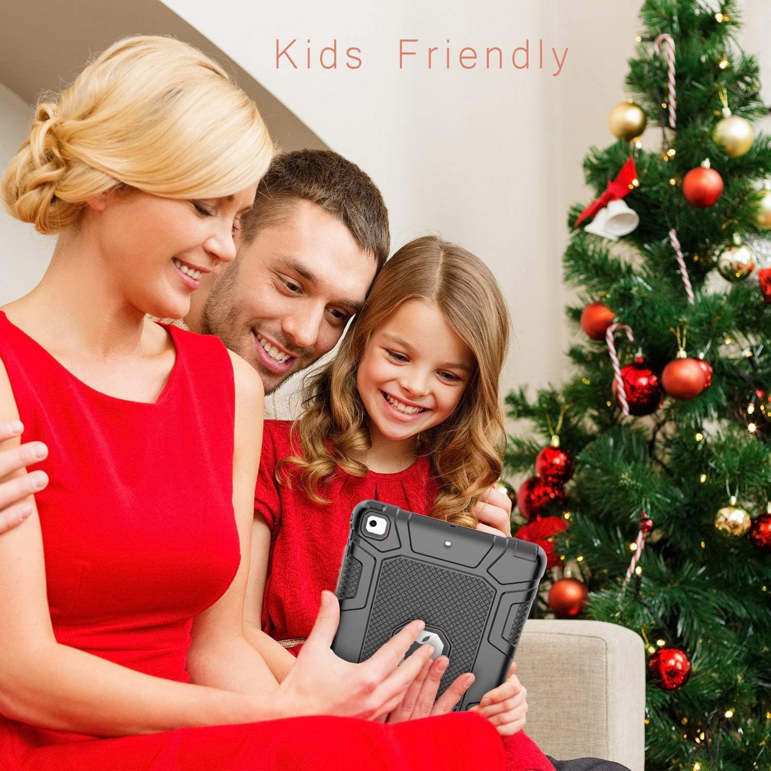 PBRO Case for iPad 9.7 2018/2017,iPad 9.7 iPad 5th / 6th Generation Shockproof Defender Kickstand Three Layer Protective Anti-Scratch Rugged Hybrid Case for iPad 2017/2018,Black
