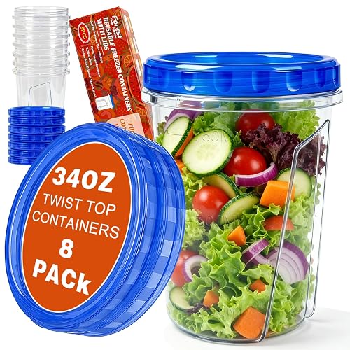 Forest Breathing 8 Pack 34oz Reusable Freezer Storage Containers